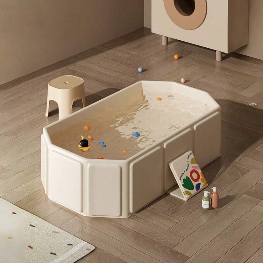 Portable Foldable Home Bathtub, Large & Extended Washing & Bathing Basin, Thickened Composite Board Bathtub, Hot Water Insulation Bathing Tub, Family Fun Water Play Pool, Ball Pit Bathroom Accessories Back To School