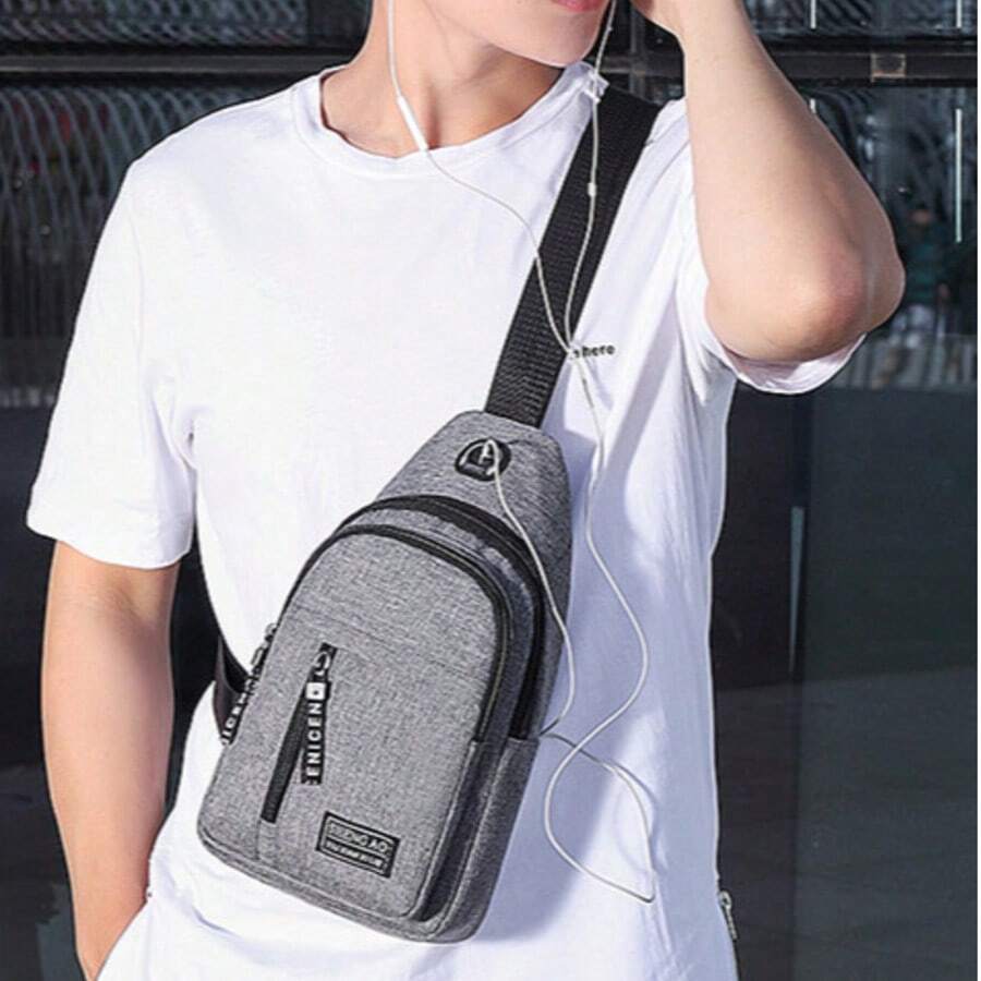Nowa męska płócienna torba na ramię, torba na klatkę piersiową, swobodna sportowa torba podróżna na ramię, torba typu crossbody, torba boczna, męska torba podróżna, torba do pracy, torba na weekendowe wakacje, praktyczna torba dojazdowa, plecak ucznia szkoły średniej z otworem na słuchawki, saszetka biodrowa, Halloween, prezent świąteczny dla mężczyzn, męska torba Autumn Scream, torba podróżna, męska torba na ramię, prezent świąteczny, odpowiednia dla nastolatków, letnie, codzienne, sportowe, na zewnątrz, na wakacje, podróże lub prezenty na ukończenie szkoły lub dodatki do sukienki urodzinowej