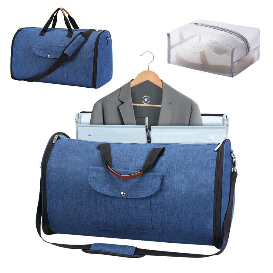 1pc New Simple Style Solid Colour Folding Extra Large Capacity Portable Handbag, Multi-Functional Duffel Bag, Clothes Storage Bag, Suitable For Travelling, Can Also Be Used As Holiday Gifts