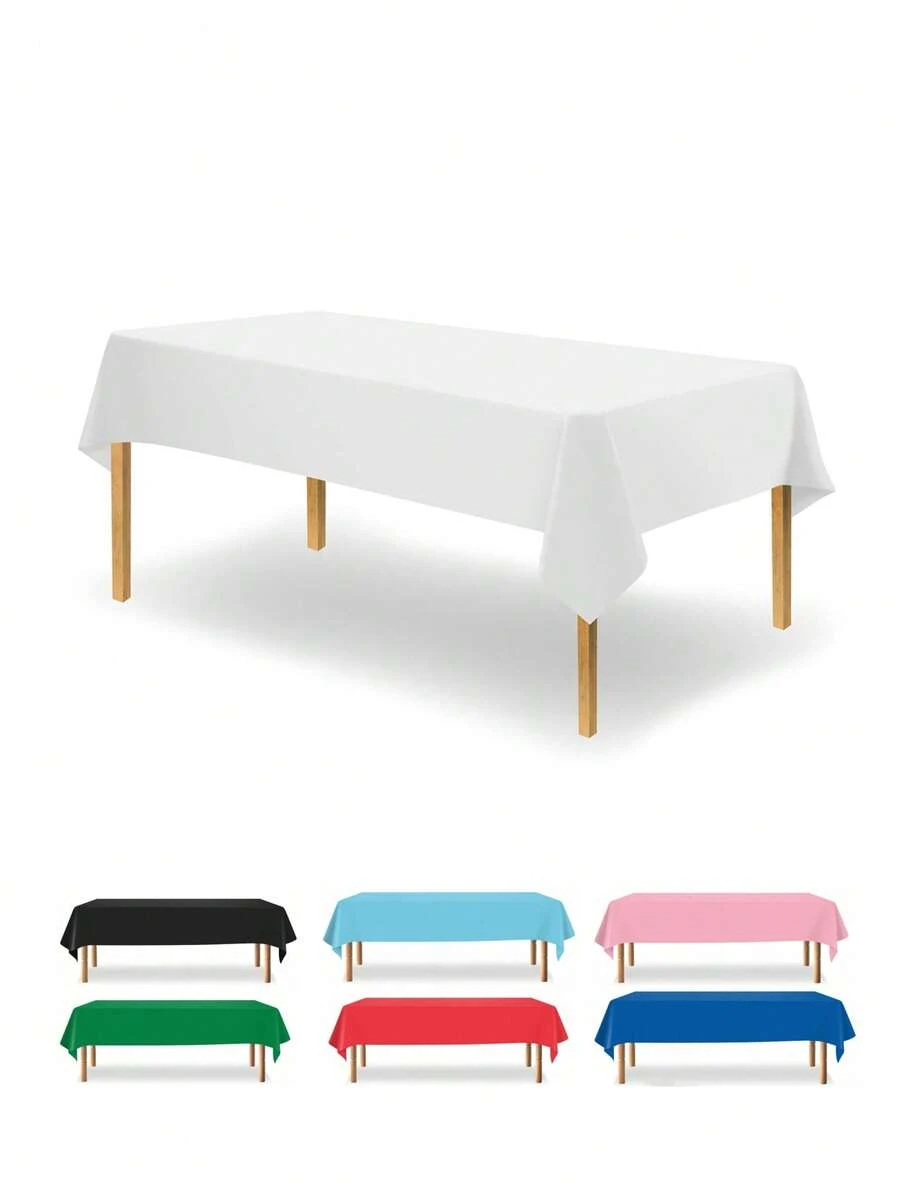 1pc Premium Disposable Plastic Tablecloth (137x274cm) - Waterproof Rectangle Party Table Cover For Wedding, Birthday, Holiday Decorations - Wrinkle & Spill-Resistant, Decorative Easy Cleanup