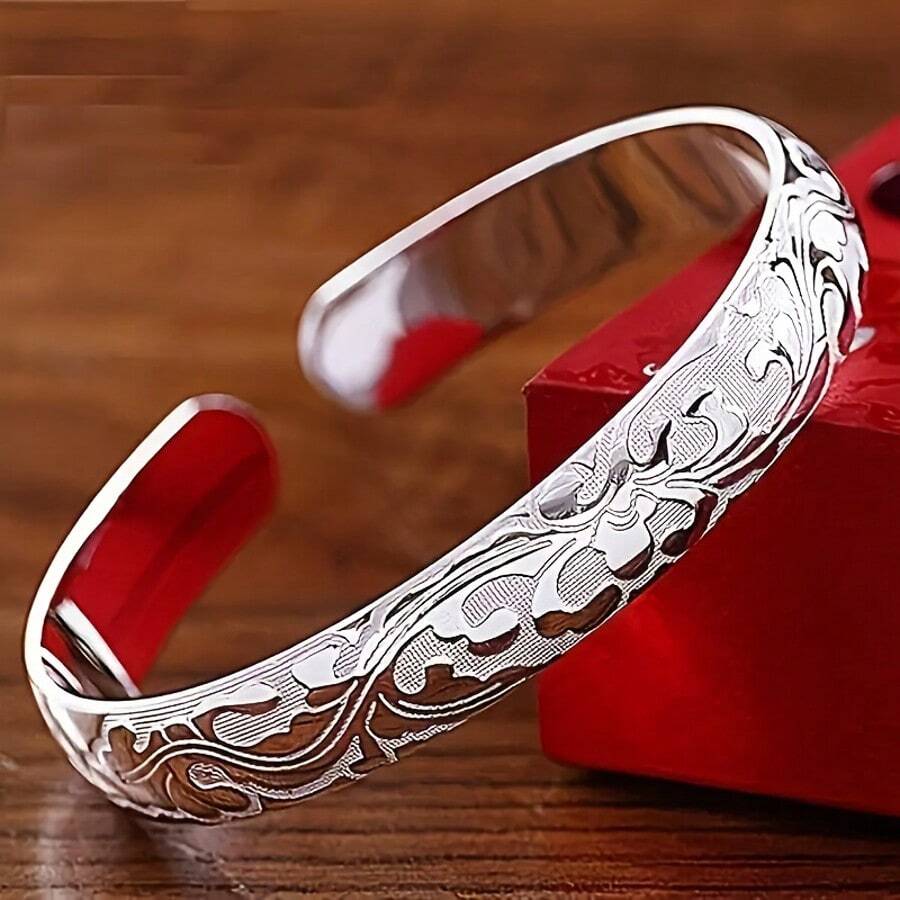 925 Silver Easy Bohemian Jewelry - Handmade Hollow Floral Bracelet, Nature Inspired, Hypoallergenic, Suitable For Sensitive Skin