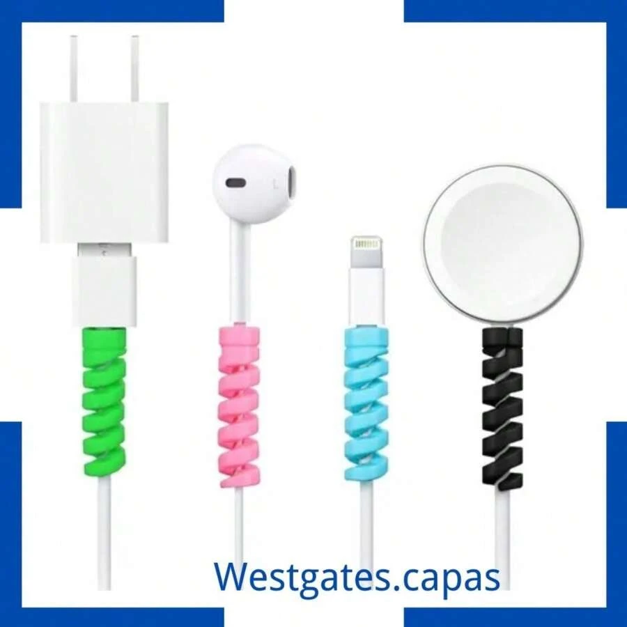 Protetor Espiral Para Cabo De Carregamento com 4peças- Fone De Ouvido -