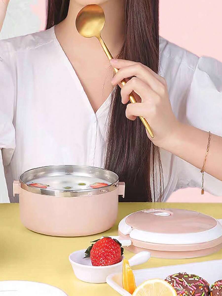 Round Bento Lunch Box With Lid, Sealed Meal Container, Portable Lunch Box (Keeps Food Warm For About 1 Hour, Better With A Thermal Bag. Open The Vent On The Lid Before Opening)