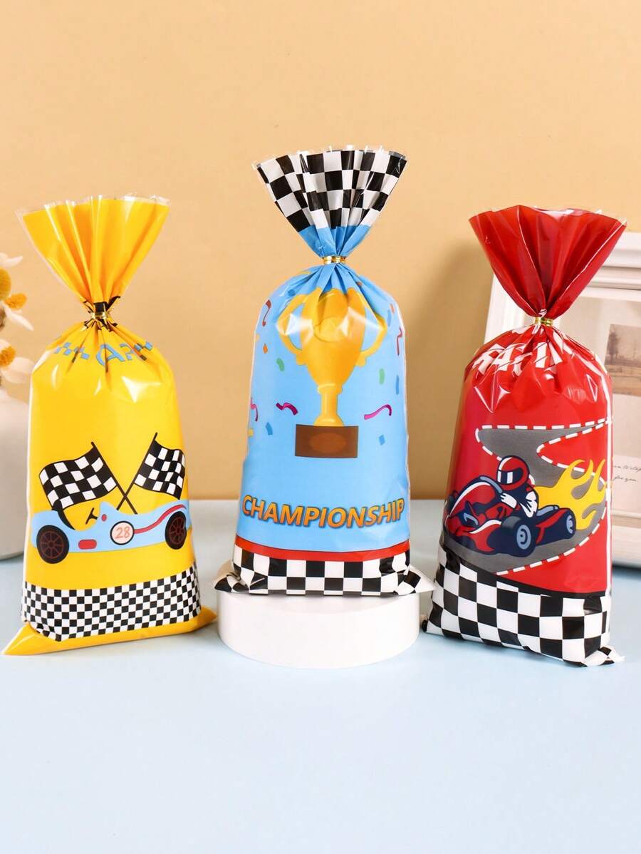 25/50 pièces Sacs cadeaux en plastique de course, sacs à bonbons d'anniversaire, sacs d'emballage pour fête à thème sportif, décoration de fête de mariage, emballage de fête universel pour vacances