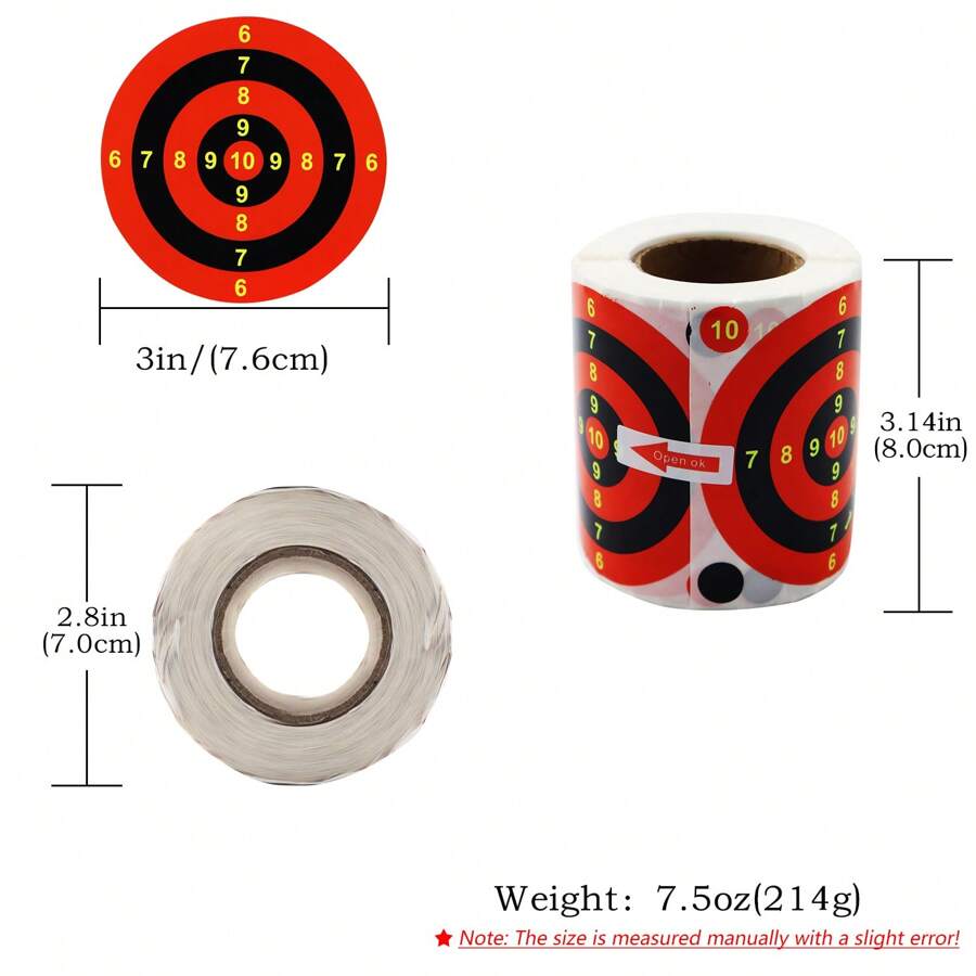1 rollo de 300 unidades Dianas de salpicadura luminosa con autoadhesivo para práctica de tiro, dianas de tiro con arco autoadhesivas, calcomanías de ejercicios de salpicadura de tinta para interior y exterior, regalo para hombres y mujeres en días festivos y cumpleaños