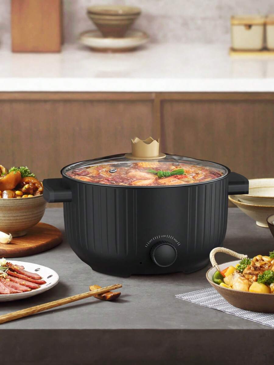 PANCERKA Olla eléctrica multiusos de gran capacidad de 3L, 1000W de alta eficiencia energética con control de temperatura ajustable, ideal para sopas, al vapor y fideos, diseño portátil para dormitorios, oficinas y viajes, interior antiadherente y fácil de limpiar