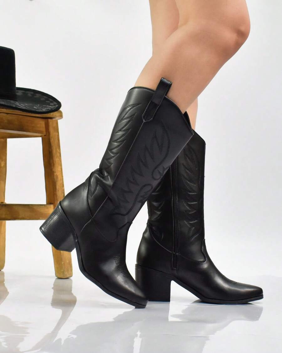 bota western mujer, bota vaquera bordada, bota cowboy punta afilada, bota estilo tejano, bota western