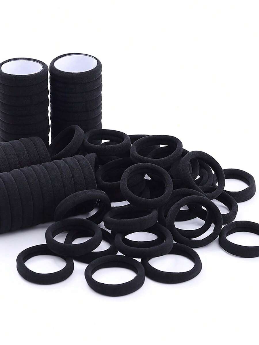 200pcs/10pcs Women's All-Match Black High Elastic Non-Damaging Hair Tie Scrunchies, Fashion Versatile Elegant Simplistic Design Hair Accessories Suitable For Daily Outing, Casual, Party, Commute, Vacation, Wash Face, Take Shower, Makeup, Hairstyling Hair Ties Ponytail Holders Hair Rope