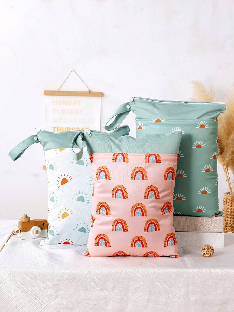 1PC Waterproof Reusable Wet/Dry Bags With Two Zippered Pockets,Travel, Beach, Pool, Daycare, Soiled Baby Items,Yoga,Gym Bag For Swimsuits Or Wet Clothes