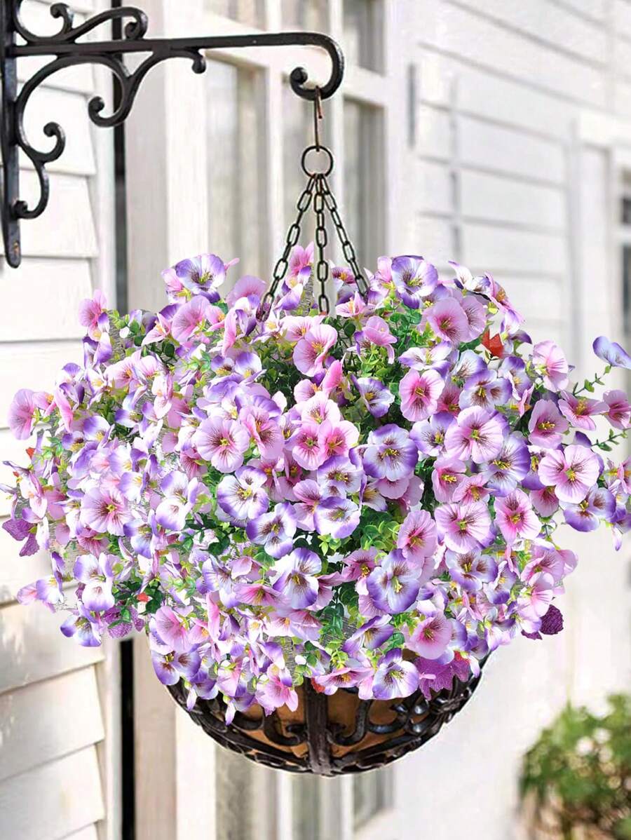 2PCS/4PCS/8PCS 13.78Inch Simulation Flower Butterfly Orchid Outdoor Fake Flower Decoration Anti UV Non Fading Human Hanging Plant Morning Glory Garden Porch Balcony Decoration