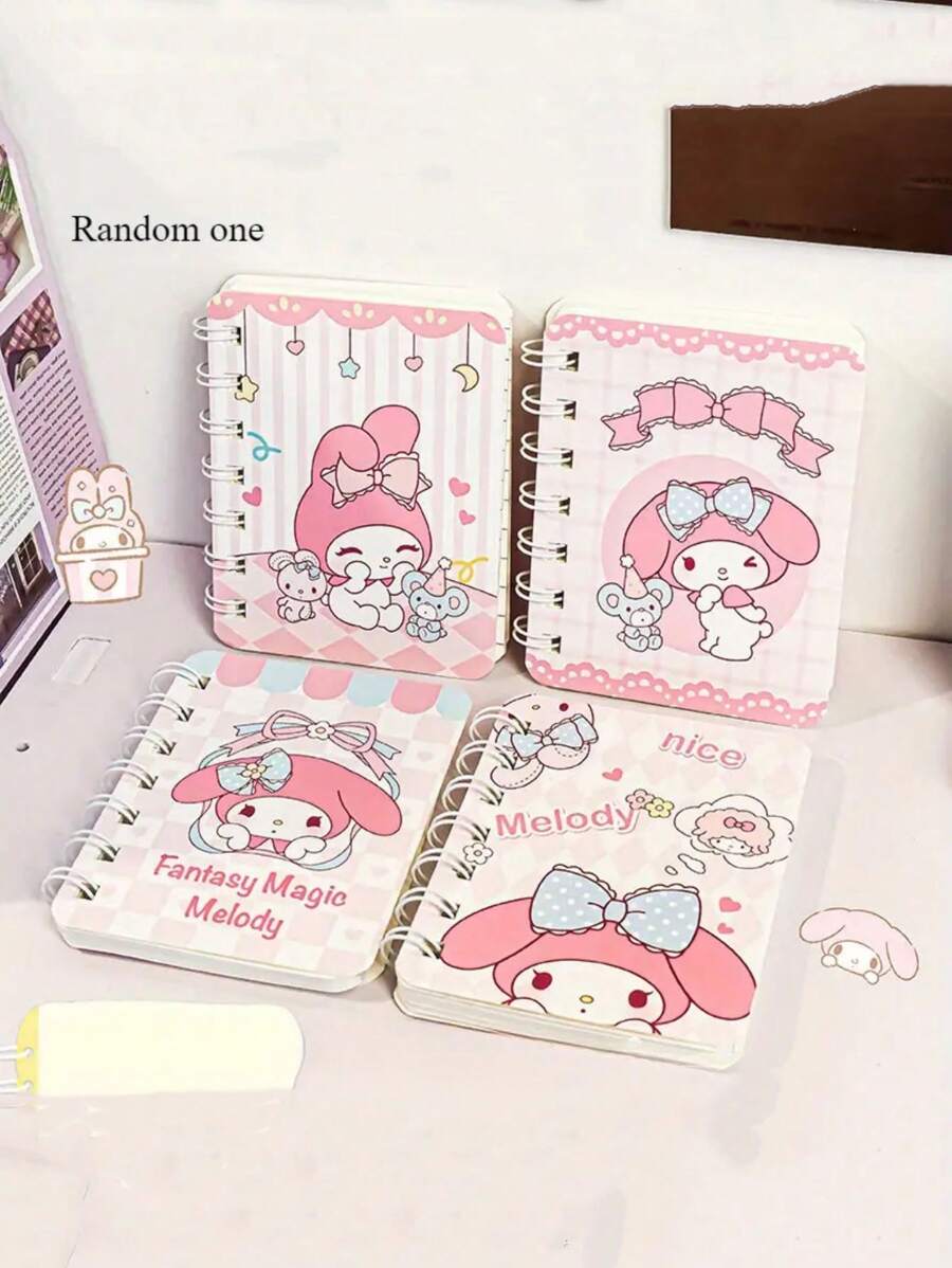 Sanrio 1pc Sanrio Cartoon Notebooks, Mixed Color, Paper Material, Plain Ruling Type, For Gift