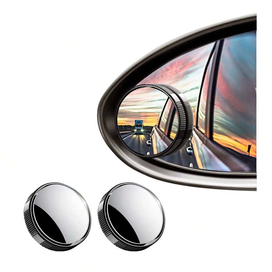 Car Blind Spot Mirror, Round HD Glass Framed Convex Rearview Mirror With Wide Angle Adjustable Suction Cup For Cars SUVs And Trucks
