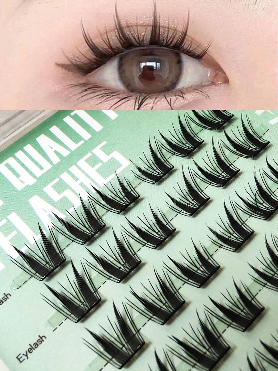 1 Caja 36 piezas Extensiones de Pestañas Divididas de Mink Artificial Esponjosas, Aspecto Natural, Reutilizables, Apropiadas para Maquillaje Ahumado, Cosplay, Clubes Nocturnos