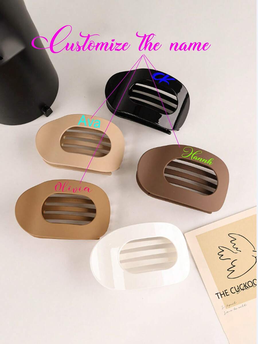 1pc Custom Flat Round Hair Claw Clip, Strong Alligator Jaw, Comfortable Curved Design, Suitable For Yoga, Date, Multipurpose