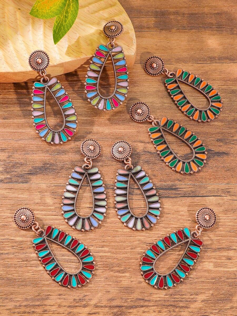 TopHanqi Conjunto de brincos femininos com 4/7/3 peças, brincos pendurados estilo boêmio com vários elementos, adequados para uso diário, festas, presentes, todas as estações