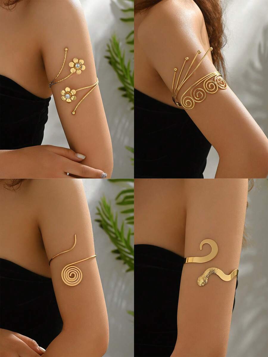 1 Stück goldenes Armreif-Set im antik-griechischen Stil Oberarmschmuck für Frauen, bohemian Accessoires, Goldarmbinde, Armreif, Oberarmschmuck