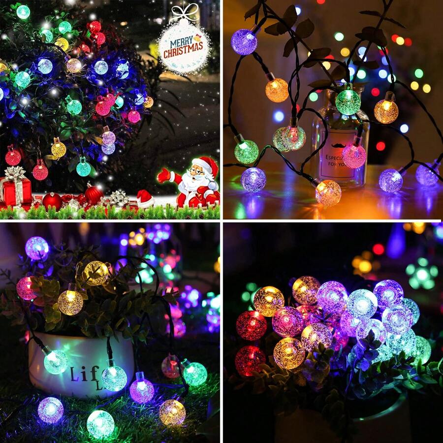 Solar Crystal Ball Lights 39FT - 100LEDs Wedding Decor With 8 Modes - IP65 Waterproof Hanging Lights For Garden Arch & Reception - Romantic Colored Light