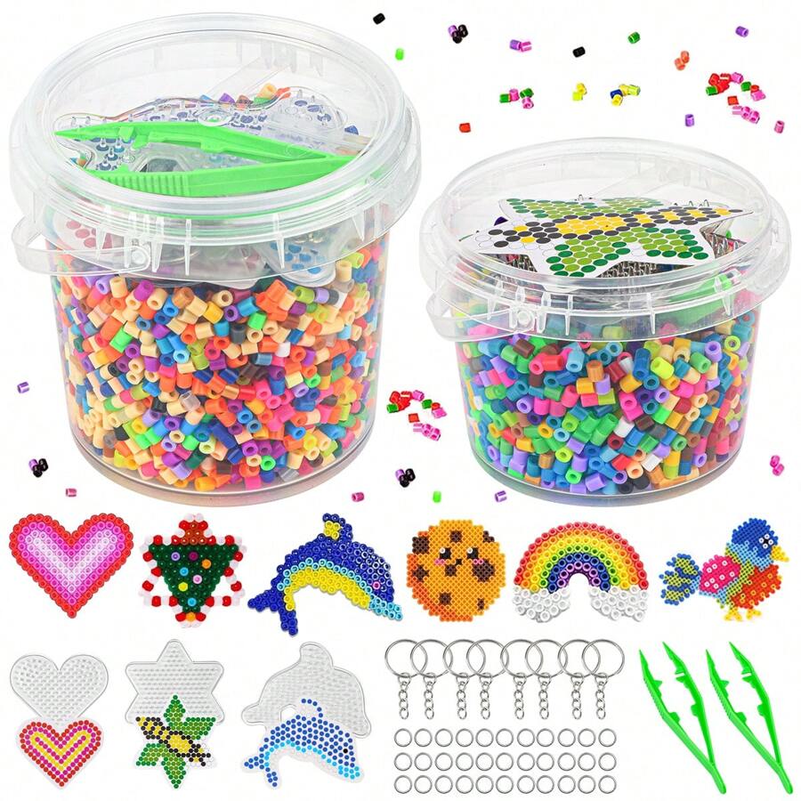 2500pcs/5000pcs Mixed Color Loose Beads Bucket Set, Suitable For DIY Jewelry Making Crafts And Handmade, Christmas And Birthday Gift