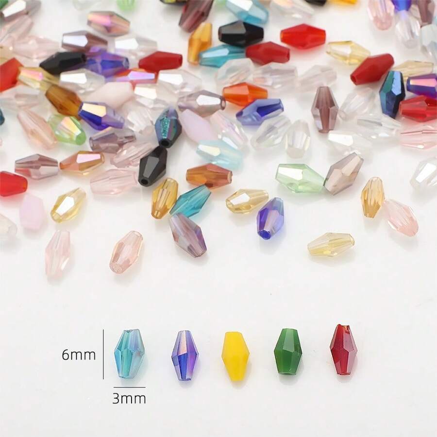 200 pièces de perles en cristal de verre colorées de 3x6 mm, pour la création de bijoux DIY