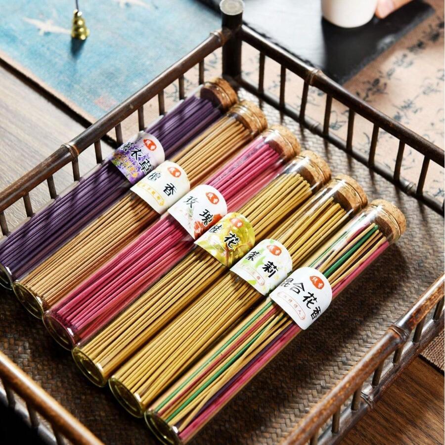 40pcs/Tube Natural Floral Fragrance Incense Sticks, Luxury Tea Art Zen Style, Long Lasting Indoor Fresh Air, Deodorizing For Bathroom, Home & Office