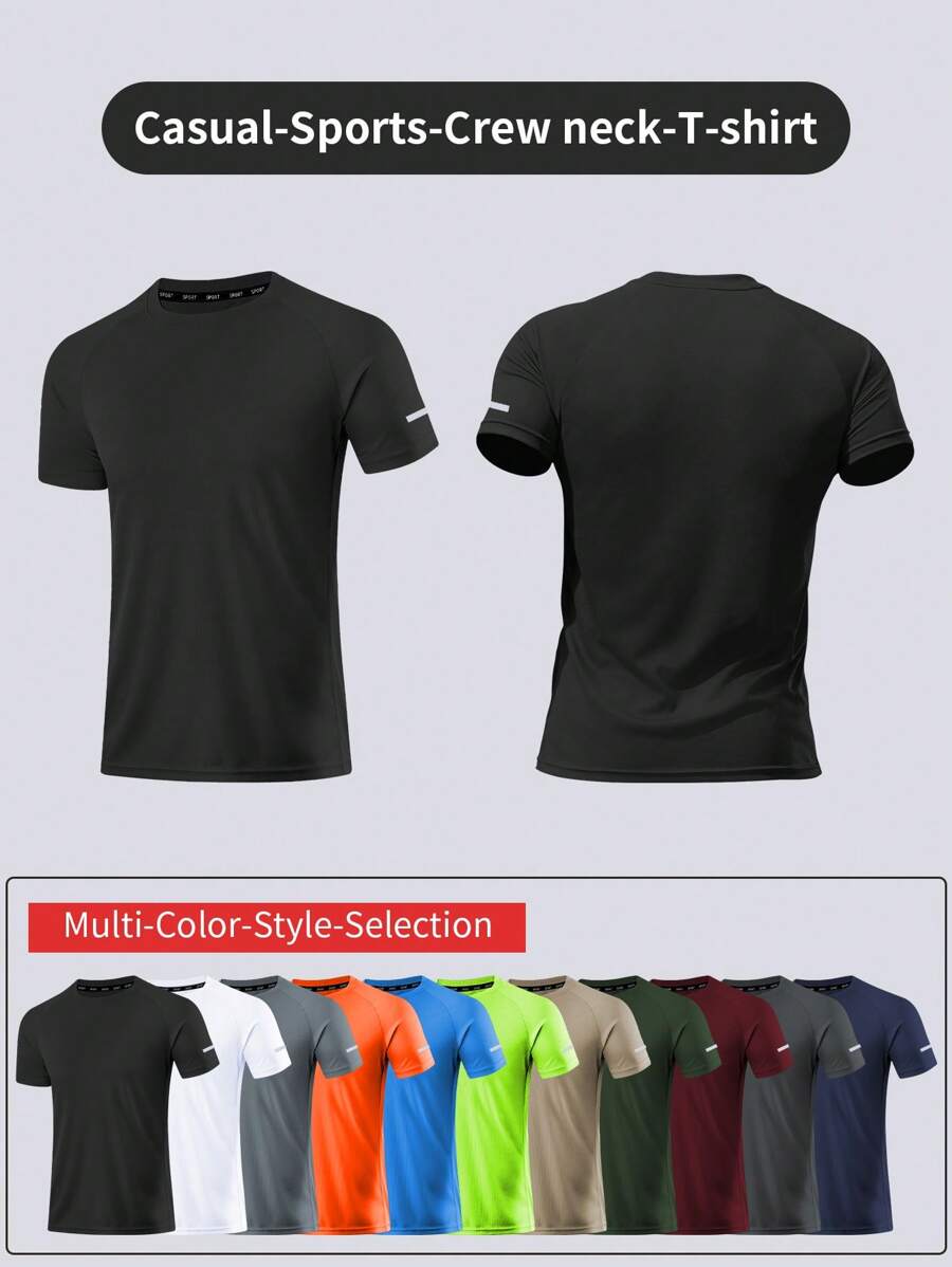Men's Casual Sports T-Shirt, Regular Short-Sleeved, Crew Neck Top, Mesh Fabric, Daily Wear, Work Team, Summer, For - Gym, Running, Ball, Training, Outdoor Activities, Climbing, Men's Clothing
