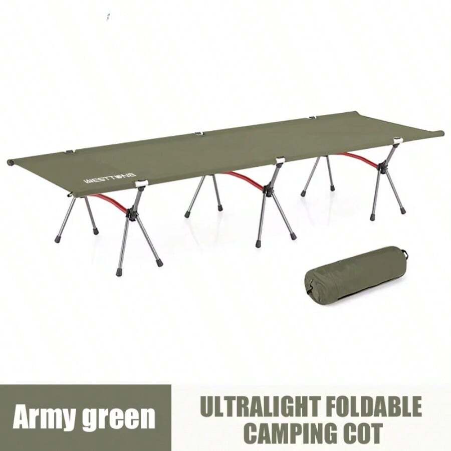 WESTTUNE Camping Cot With Leg Extenders Portable Folding Bed Ultralight Aluminum Alloy Sleeping Cot For Outdoor Hiking Travel