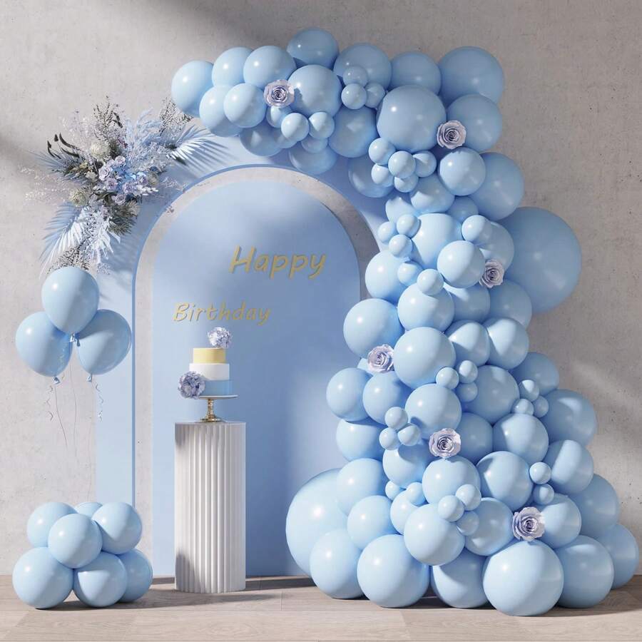 87pcs Pastel Blue Balloons Different Sizes 18 12 10 5 Inches For Garland Arch, Premium Blue Latex Balloons For Birthday Wedding Baby Shower Bridal Shower Party Decorations