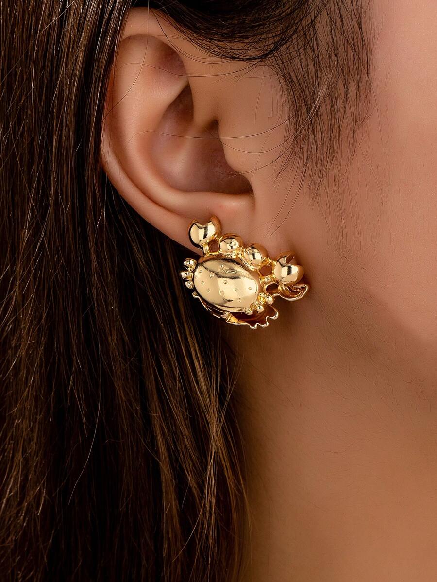 1 par de pendientes de cangrejo lindo, pendientes estilo playa de vacaciones para mujeres