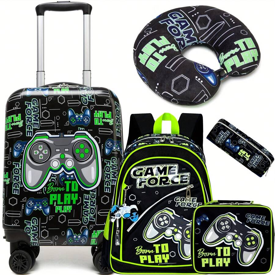 1pc Card Holder /5PCS Cute Luggage Set 5 Piece Suitcase Set 16inch Hardside Luggage With Spinner Wheels Boys Carry On Luggage Travel Rolling Luggage Carry On Luggage Airline Approved Vacation Travel Accessories Summer Travel Essentials Bag For School School Accessories School Stuff