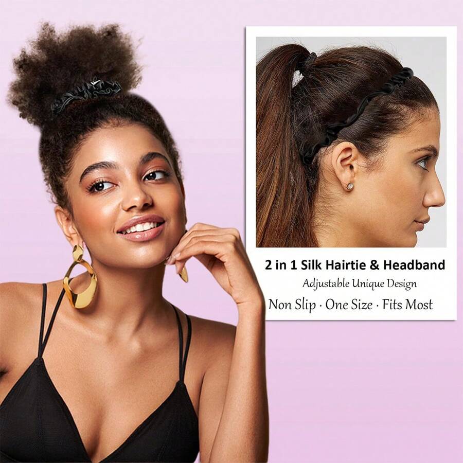 3 bandeaux réglables de couleur unie à haute élasticité. Liens pour cheveux, bandes pour cheveux DIY ne nuisant pas aux cheveux. Simulation de corde à cheveux en soie, bandes pour usage quotidien, de loisir et de sport. Convient pour tenir la queue de cheval.