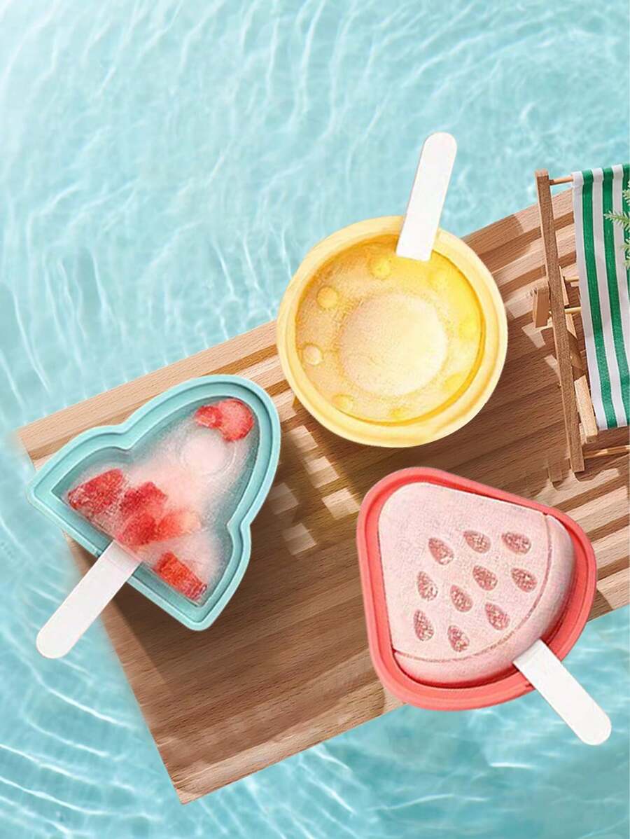 1 Stück Eis-/Eis am Stiel Hersteller Form, Erdbeere, Traube, Raketenmotive Silikonform für Eis, leicht zu entnehmen, DIY Eis-/Eis am Stiel Hersteller Werkzeug für Kinder, Küchenzubehör, Küchenutensilien, Kochzubehör