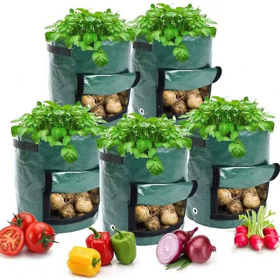 Garden Grow Bags 3/5/7 Gallon Potatoes Grow Bags Gardening Plant Growing Bags PE Fabric Carrot Vegetable Planter Container