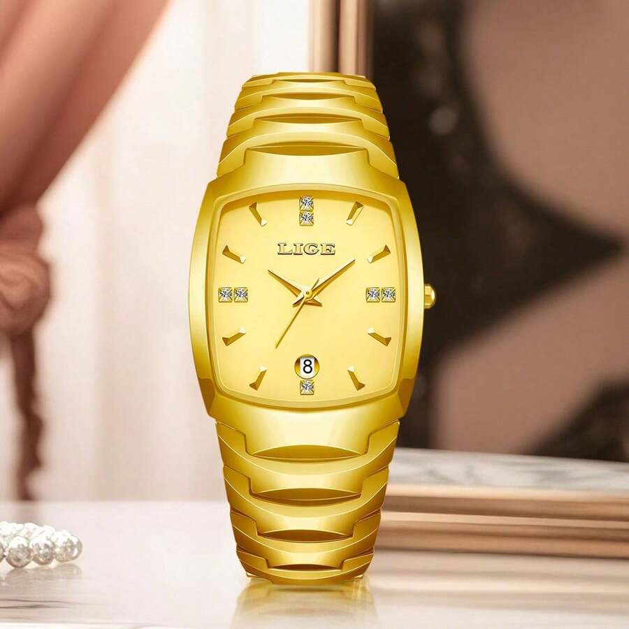 LIGE Montre décontractée de mode pour femme LIGE, étanche, élégante, classique, montre à quartz avec date, carrée, cadeau de festival pour les amis, les petites amies, les mères