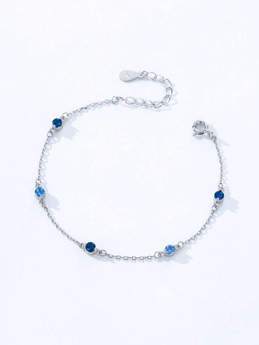 Pulseiras de corrente ajustável de zircônia colorida de prata esterlina 925 da moda para mulheres, joias para festa de aniversário, presente