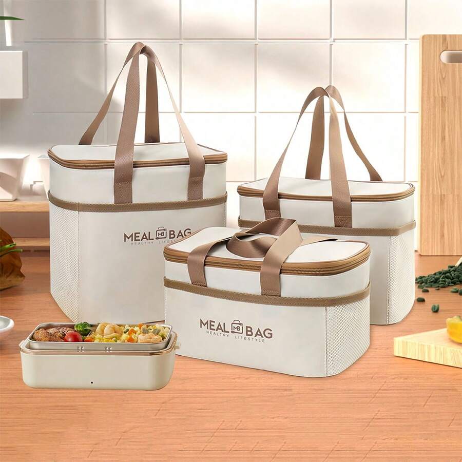 1pc Insulated Lunch Bag Lunch Box Tote Bag, High Aesthetic Lunch Carry Bag With Aluminum Foil Lunch Box Compartment For Office