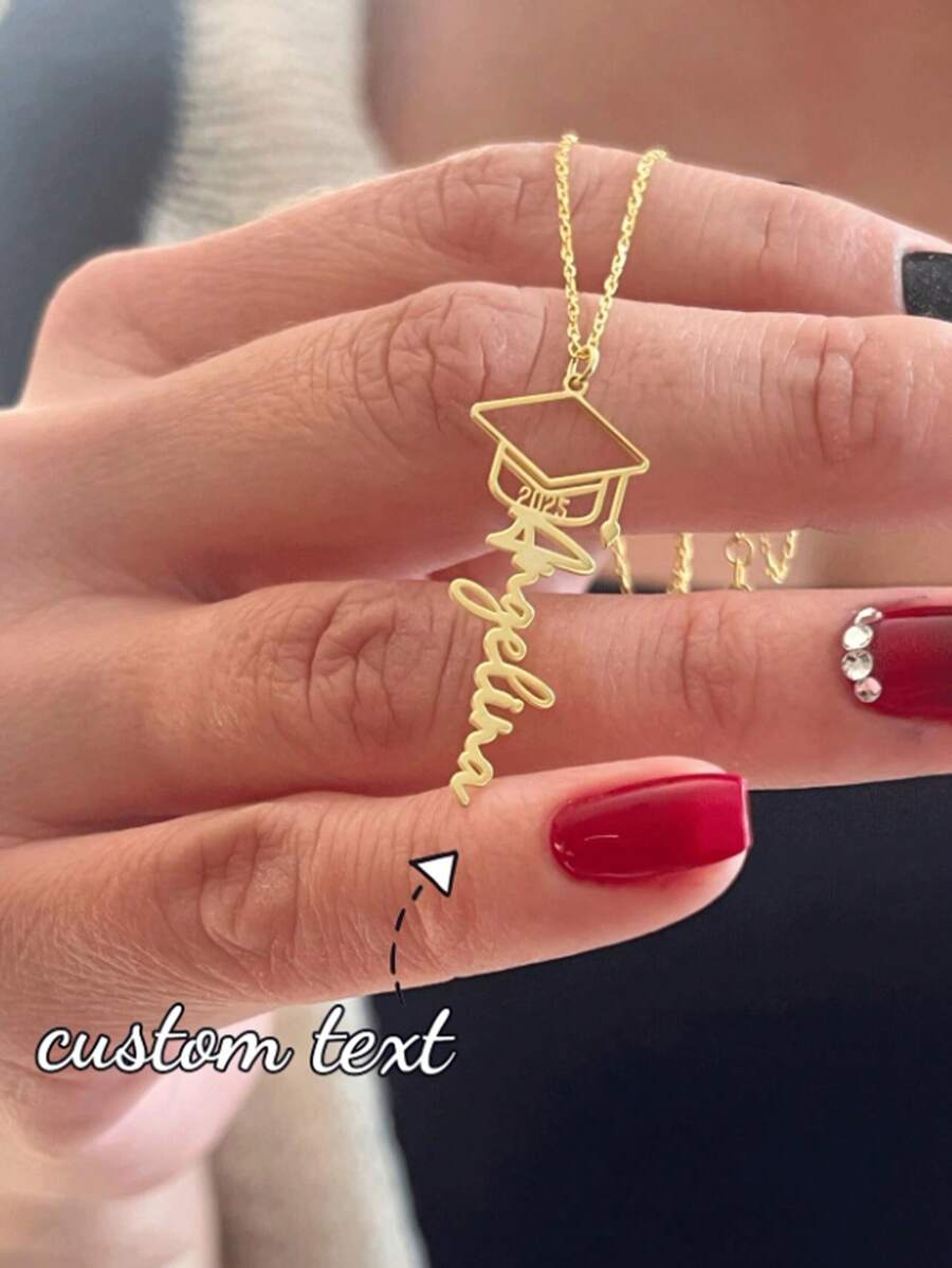 1 Pieza Collar de graduación personalizado con el nombre del graduado, regalo de graduación de secundaria/universidad personalizado, adecuado colgante de birrete, joyería para ella, oro, elegante, personalizado, regalos únicos e ideales para ella, novia, familia, amigos, mamá para aniversarios, cumpleaños, uso diario, bodas, graduación, baile de graduación, fiesta