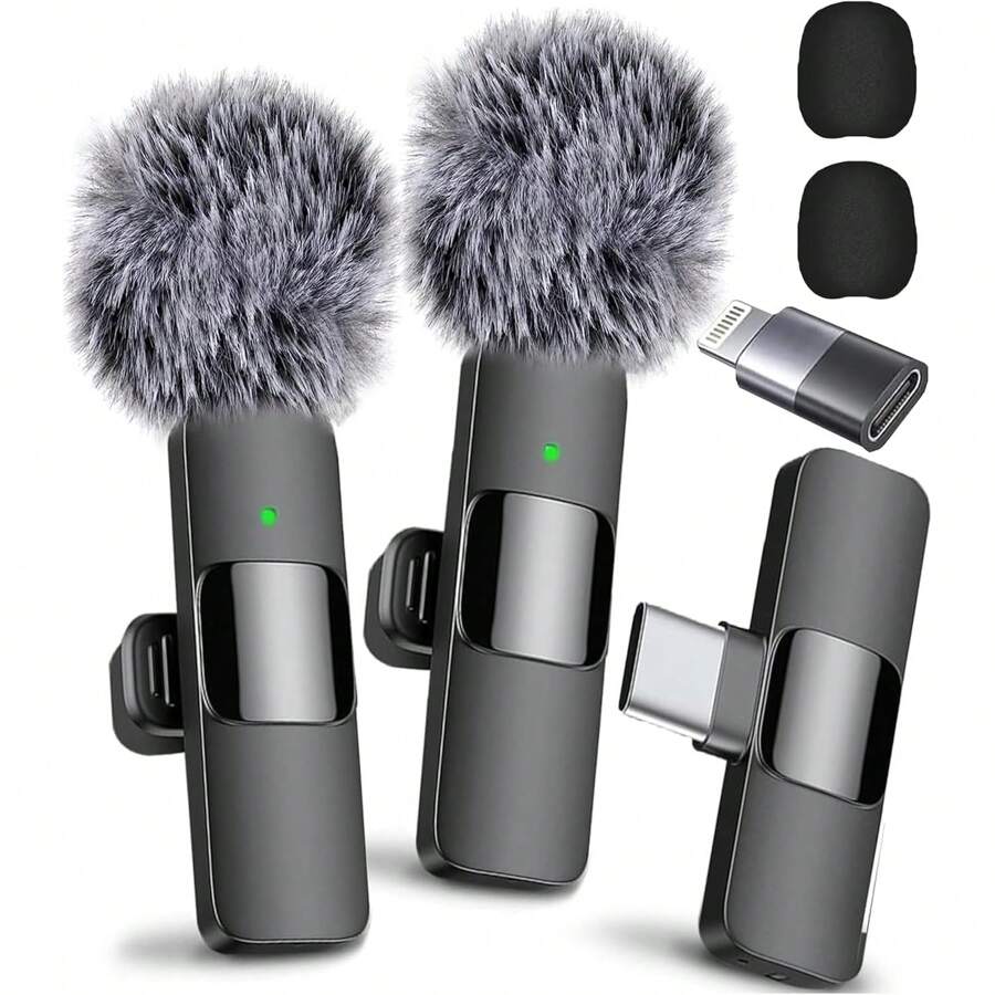 1 Conjunto Mini Microfone Lavalier Profissional, Microfone de Lapela para Smartphones e Tablets, Plug e Reproduzir, Longa Duração da Bateria, para Gravação de Vídeos, Entrevistas, Podcasts, Vlogs, Isolamento de Som, Áudio Crystal Clear
