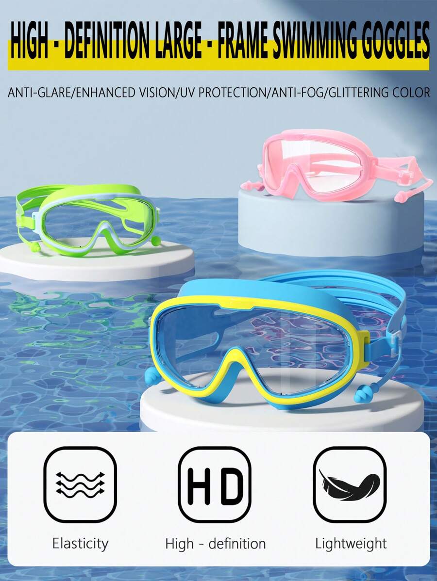 1pc Waterproof Anti-Fog Swimming Goggles With Wide Lens For Men & Women