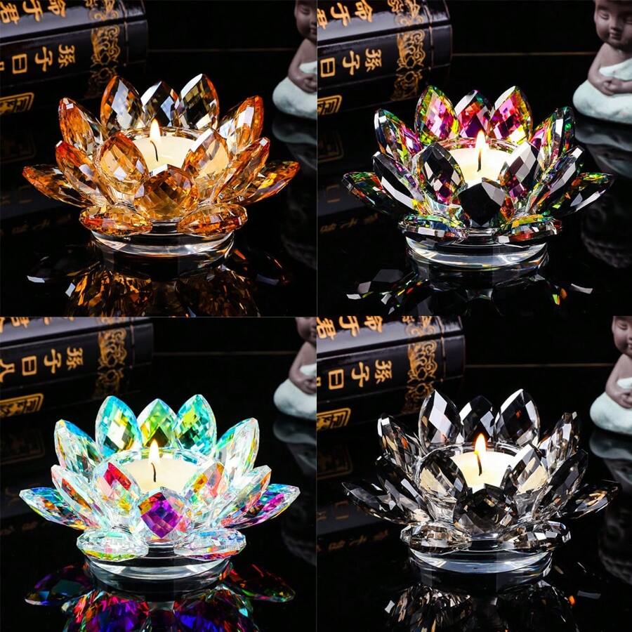 1 pieza Elegante soporte para vela de cristal de vidrio de color degradado de alta calidad, regalo personalizado, adecuado para festivales, fiestas, cumpleaños, bodas, celebraciones, decoraciones de fiesta