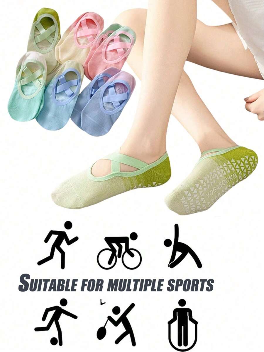 Chaussettes bateau de yoga dégradées pour dames, antidérapantes professionnelles pour l'intérieur, légères, chaussettes basses d'été. Convient pour le pilates, la remise en forme et toutes sortes d'activités sportives.