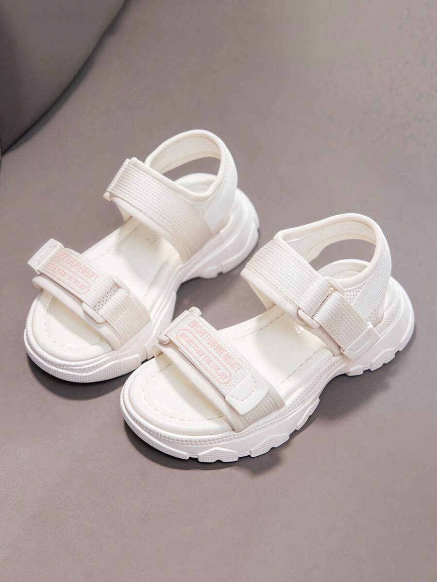 Children Summer New Sport Sandals For Girls, Kids Comfy Platform Shoes, Boys Casual Roman Beach Soft Bottom Sandals, Unisex Simple White Sandals