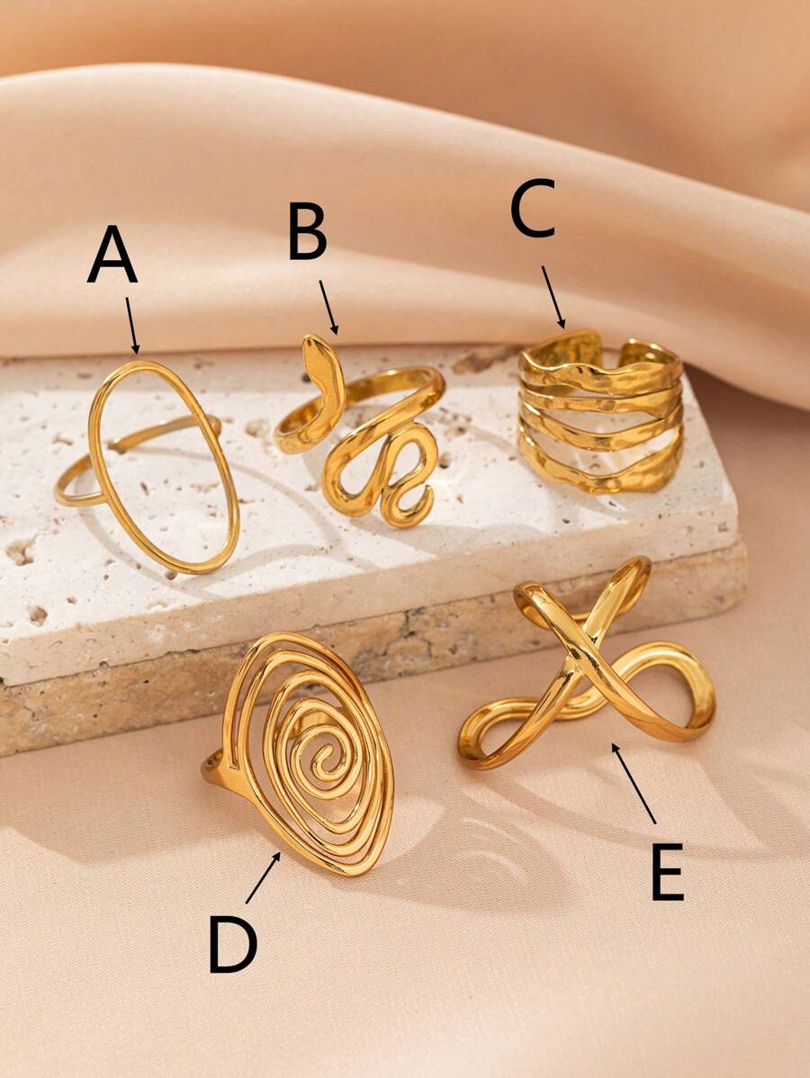 1pc Fashionable Elegant Geometry Pattern Stainless Steel Chunky Rings For Women Daily And Wedding Wear Holiday Gift Adjustable Open Ring Stackable Band Statement Jewelry
