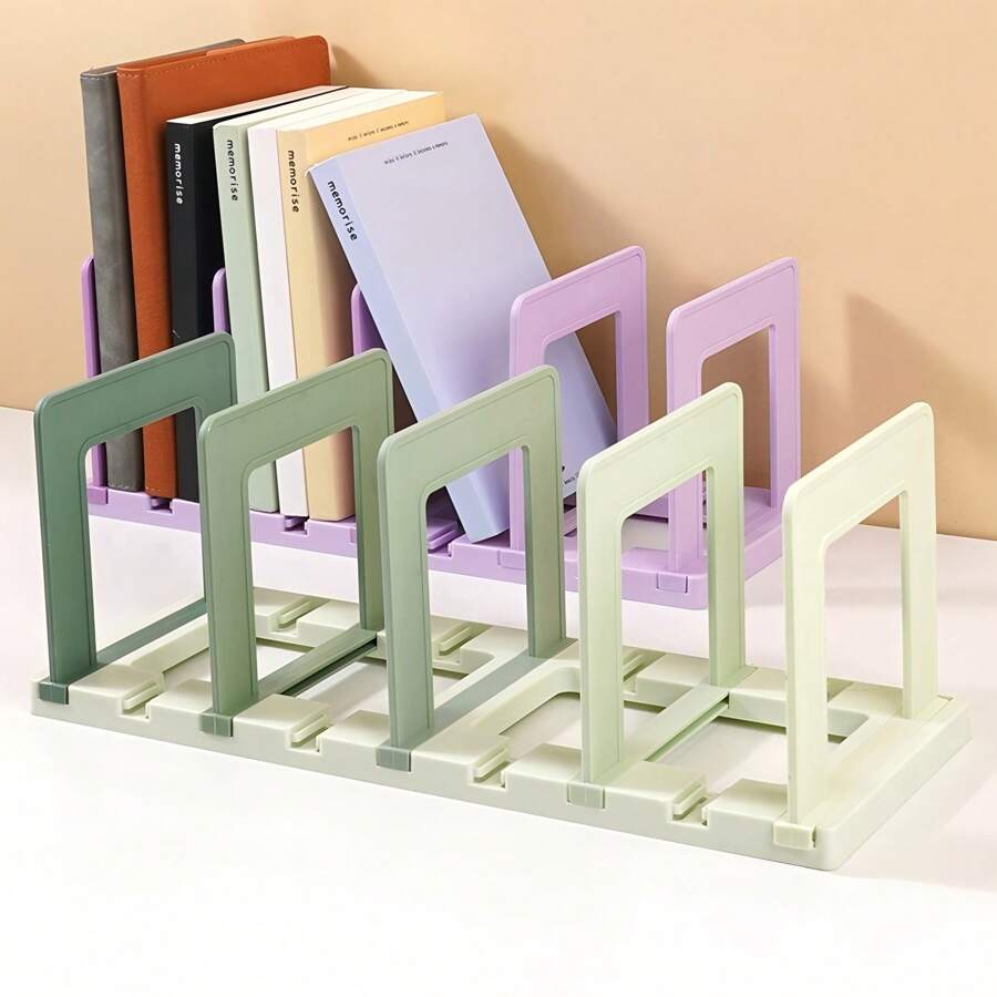 Organizador de Mesa Modular Desmontável com 4 Prateleiras, Prateleira de Exibição e Armazenamento, Verde Gradiente