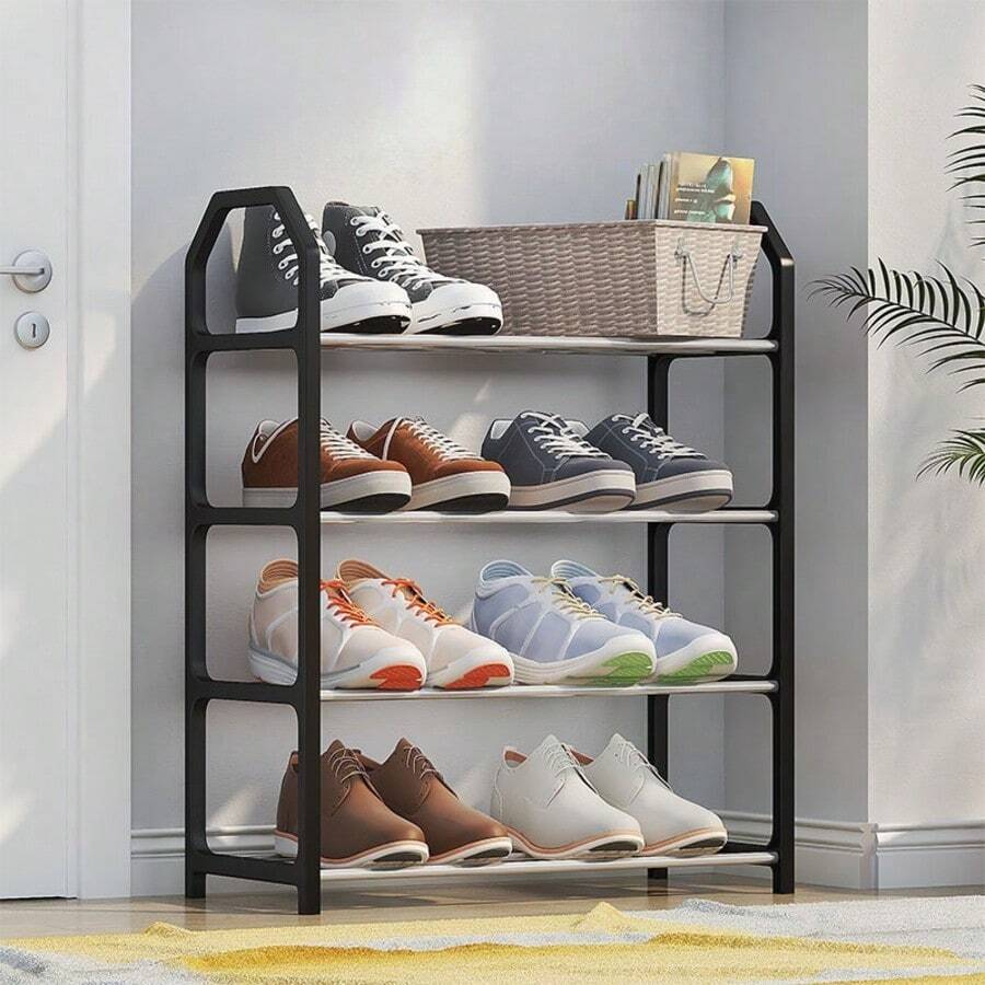 1 pièce Porte-chaussures simple à 4 niveaux, armoire à chaussures simple, dispositif d'assemblage multi-niveaux intérieur pour la maison, étagère, rangement pour dortoir