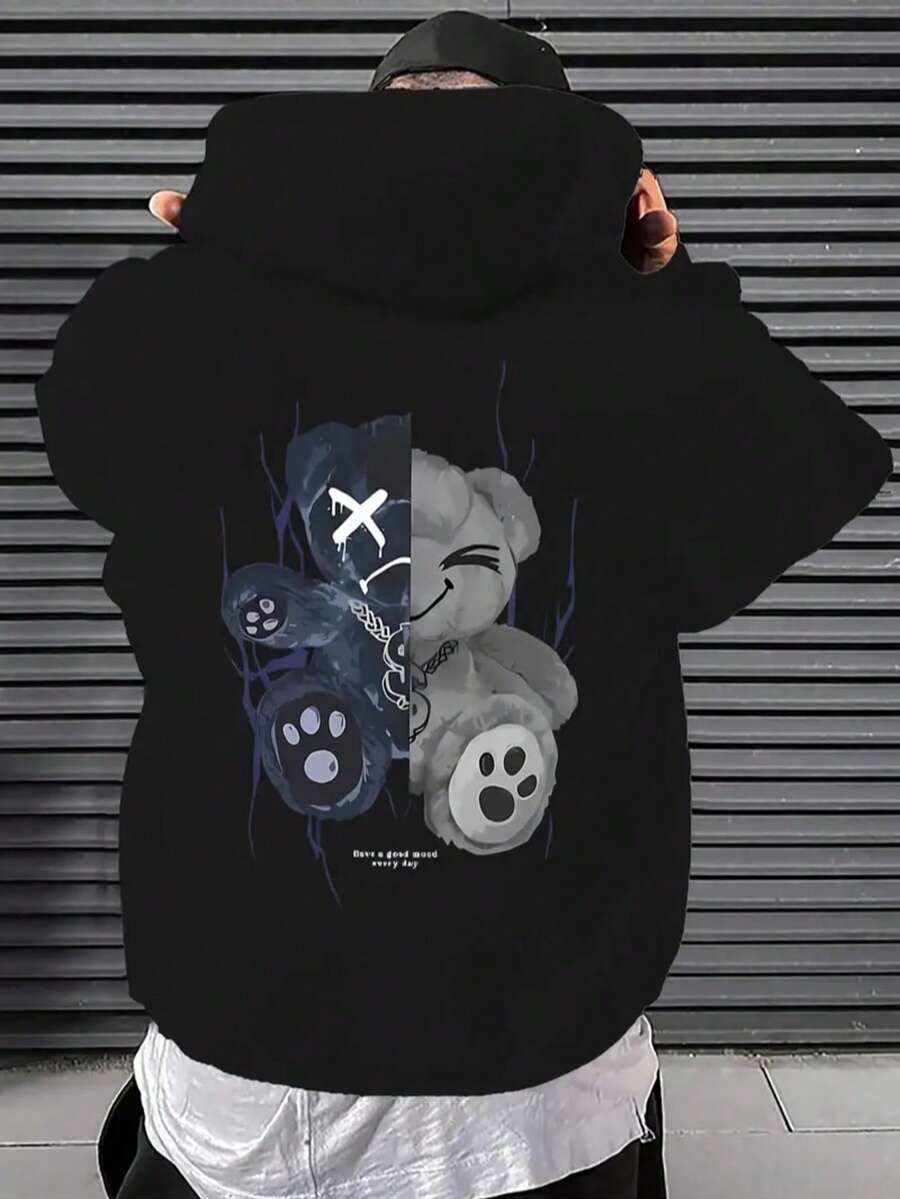 Blusa De Frio Canguru Com Capuz Moletom Feminino Larguinho Estampado ´´Angel Comes`` para outono/inverno unisex
