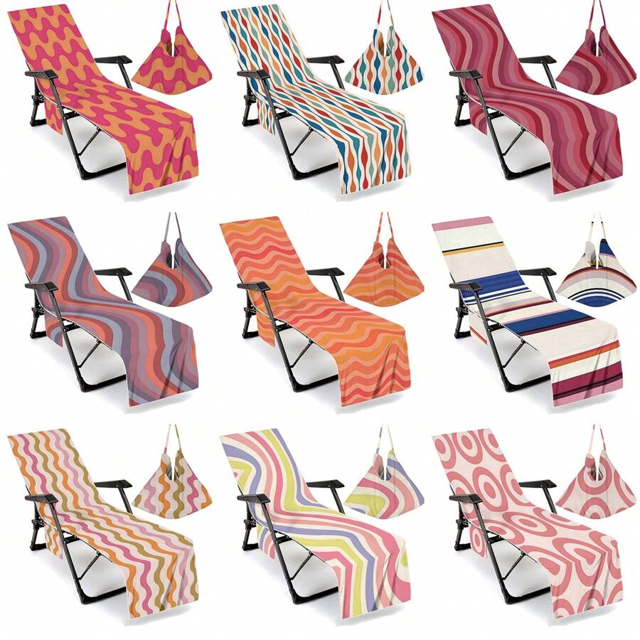 1pc Striped Super Fine Fiber Beach Chair Cover, Water Absorbent Beach Chair Tote Bag, Casual Vacation Sunbed Lounger Cover For Beach, Garden, HotelTravel Essentials Travel Accessories Beach Essentials