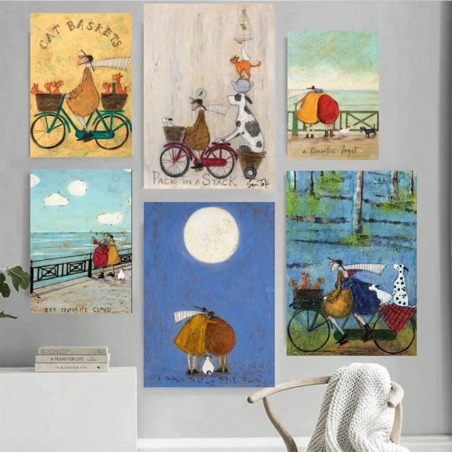 1 pezzo Stampa d'arte vintage di Sam Toft, cartellone, opera d'arte per decorazione di pareti di casa, ufficio, camera da letto, soggiorno, cucina, con opzione di cornice