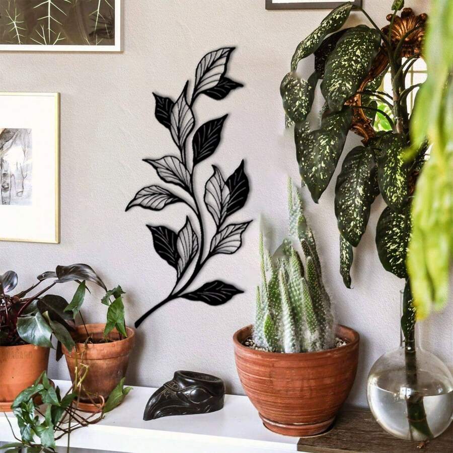 Decor elegant inspirat din natură pentru spații moderne - decor de perete metalic cu frunze, perfect pentru camere de zi, birouri sau dormitoare, frunze metalice, frunză metalică - cadou perfect pentru casă nouă, cadou de ziua de naștere pentru iubitorii de natură, colecționari de antichități - construcție durabilă din fier, decor pentru casă, perfect pentru decorul camerei