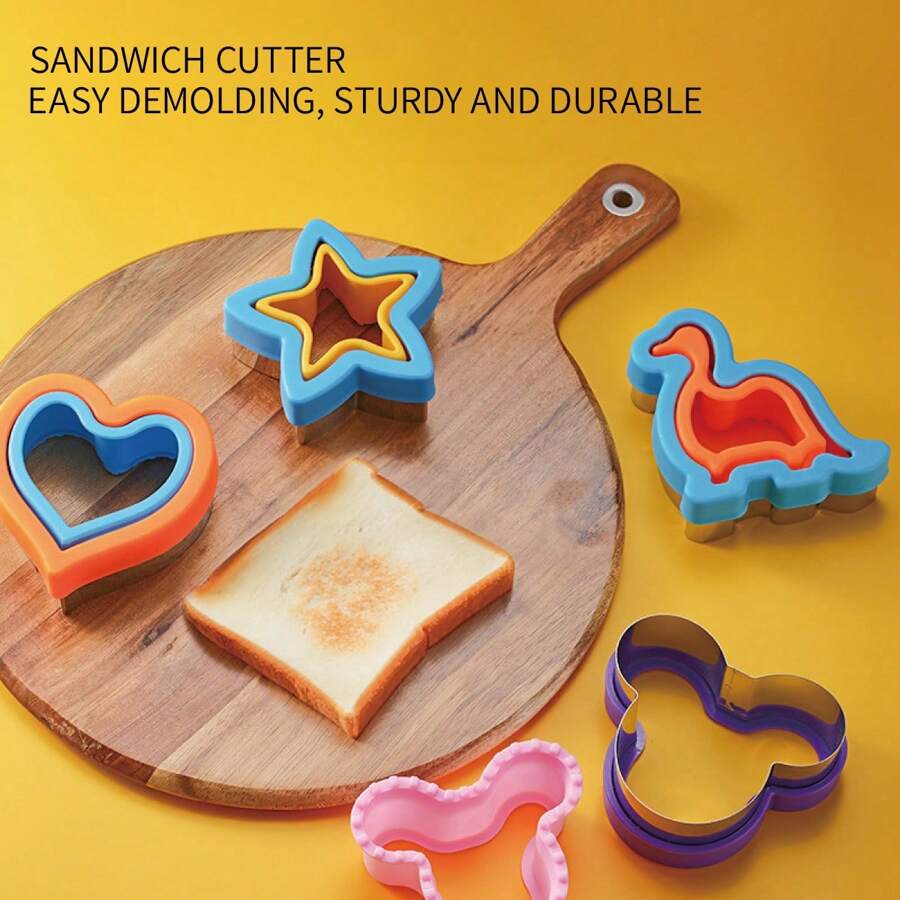 6pcs Bread Cutting Mold/Double-Layer Two Pieces Baking Tool Set/Creative Cartoon Biscuit Mold/Round Square Love Shape And Various Shape Molds/Sandwich Mold/Sandwich Bread Cutting Mold, Biscuit Cutting Knife Embossing/Biscuit Embossing Fruit Cutting Device