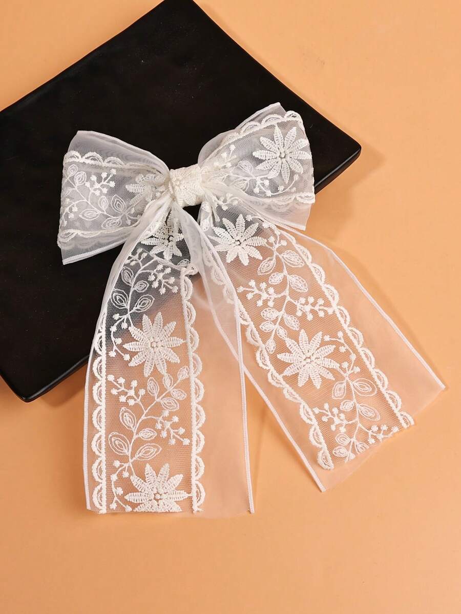 1 PC Set Of Solid Color Double-Layer Lace Ribbon Elastic Hair Clips, Extra Large And Wide Claw Clips Hair Claws Hair Barrettes